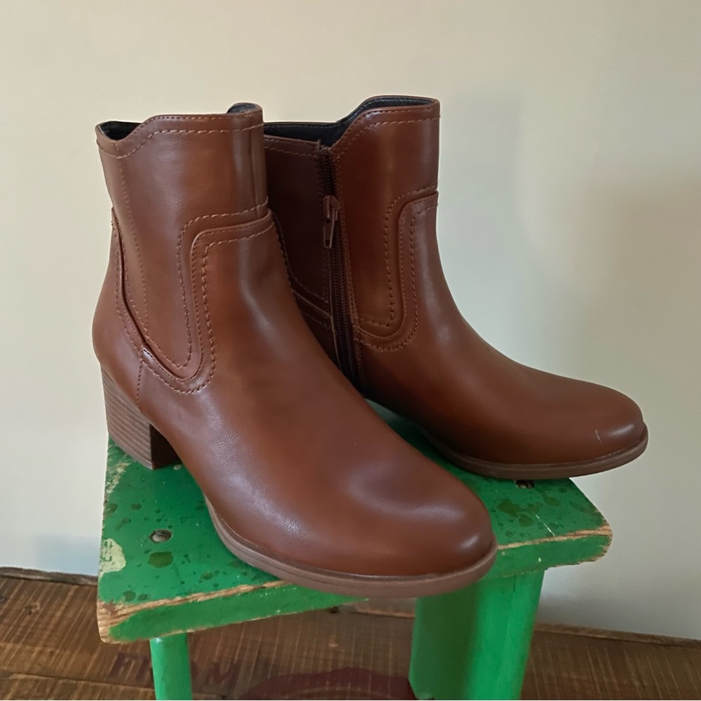Naturalizer Kelby Block Heel Ankle Boot Cider Spice Brown 7W❤️👢